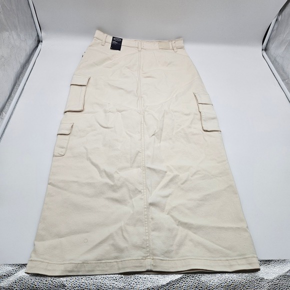 SCOOP Women Cream Cargo Maxi Skirt Size 8 Wide Leg Utility Pockets New With Tags - Picture 7 of 9